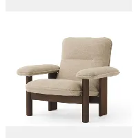 fauteuil lounge et ottoman brasilia - menu boucle - 02  - chêne foncé