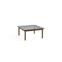 table basse kofi carrée - verre teinté gris - noyer verni (à base d'eau) - 80 x 80 cm