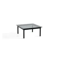 table basse kofi carrée - verre teinté gris - vernis noir à base d'eau - 80 x 80 cm
