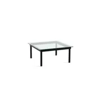 table basse kofi carrée - verre transparent - vernis noir à base d'eau - 80 x 80 cm