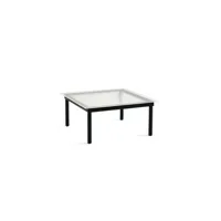 table basse kofi carrée - 80 x 80 cm - vernis noir à base d'eau - verre teinté rouge