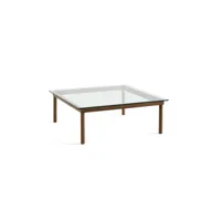 table basse kofi carrée - verre transparent - noyer verni (à base d'eau) - carré, 100 x 100 cm