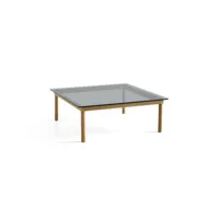 table basse kofi carrée - verre teinté gris - chêne verni (à base d'eau) - carré, 100 x 100 cm