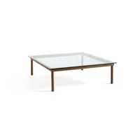 table basse kofi carrée - verre transparent - noyer verni (à base d'eau) - 120 x 120 cm