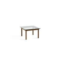 table basse kofi carrée - verre transparent - noyer verni (à base d'eau) - 60 x 60 cm