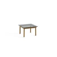 table basse kofi carrée - 60 x 60 cm - chêne verni (à base d'eau) - verre teinté gris