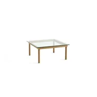 table basse kofi carrée - verre transparent - chêne verni (à base d'eau) - 80 x 80 cm