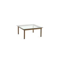 table basse kofi carrée - verre transparent - noyer verni (à base d'eau) - 80 x 80 cm