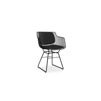 fauteuil flow filo - nickel noir - avec coussins de siège/dossier en gris carbone