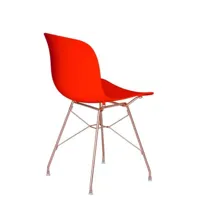 chaise troy avec cadre en fil de fer - rouge corail - cuivre