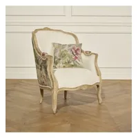 victor country - fauteuil bergère  style romantique en lin premium, 1 place