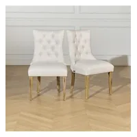 ophelia - chaises capitonnées style moderne en bois massif et tissu ignifugé, lot de 2