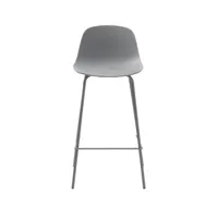 hel - lot de 2 chaises de bar en plastique et métal h67,5cm