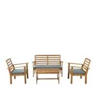 kimo - salon de jardin 1 canapé, 2 fauteuils et 1 table basse en bois d'acacia
