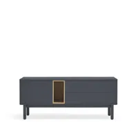 corvo - meuble tv 1 porte 1 niche et tiroir en bois l140cm