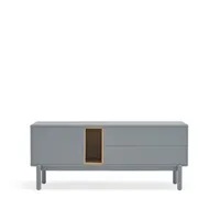 corvo - meuble tv 1 porte 1 niche et tiroir en bois l140cm