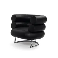 fauteuil bibendum  - chromé - cuir premium noir
