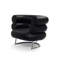 fauteuil bibendum  - chromé - cuir classique noir