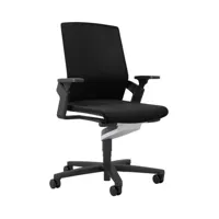 chaise pivotante on - roulettes pour sols durs - fiberflex noir - avec extension de la profondeur du siège