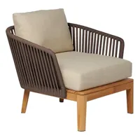 fauteuil mood club - rustic weave ice grey b146 - teak/earthbrown