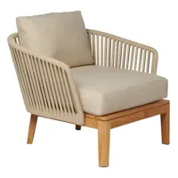 fauteuil mood club - rustic weave ice grey b146 - teak/lin