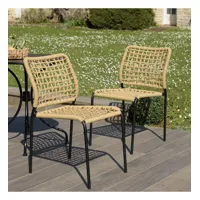 vianney - lot de 2 chaises de jardin en cordage tressé beige