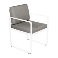 fauteuil lounge bellevie - 01 blanc coton - b8 gris taupe