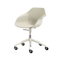 chaise pivotante yonda avec rembourrage face avant - blanc crème - cinématique 3d - tissu gris roche