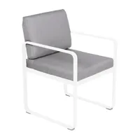 fauteuil lounge bellevie - 01 blanc coton - gris flanelle