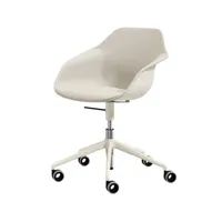 chaise pivotante yonda avec rembourrage face avant - blanc crème - cinématique 3d - cuir gris clair (74/62)