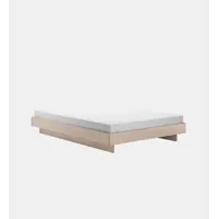 lit zians avec pied continu - chêne ciré pigmenté blanc - sans tête de lit - 160 x 200 cm