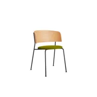 fauteuil avec accoudoirs wagner - strcuture noire - chêne - vidar 956 vert olive - avec patins en feutre