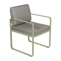 fauteuil lounge bellevie - 65 vert tilleul - b8 gris taupe