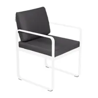 fauteuil lounge bellevie - 01 blanc coton - gris graphite
