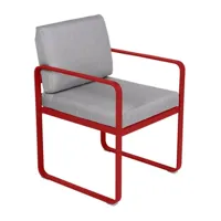 fauteuil lounge bellevie - 67 rouge coquelicot - gris flanelle