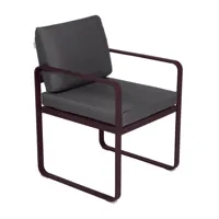 fauteuil lounge bellevie - b9 cerise noire - gris graphite