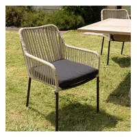 malo - lot de 2 fauteuils cordage couleur naturelle coussin assise noir