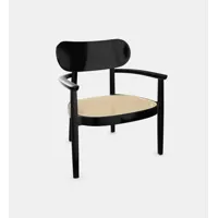 fauteuil en bois avec accoudoirs 119 f - laque brillante noire