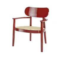 fauteuil en bois avec accoudoirs 119 f - laque brillante rouge foncé