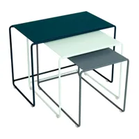 tables gigognes oulala / set de 3  - bleu acapulco/gris orage/menthe verte