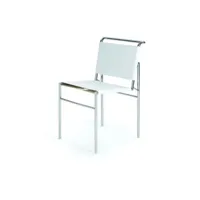 chaise roquebrune  - blanc - chromé
