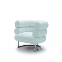 fauteuil bibendum  - chromé - cuir classique blanc