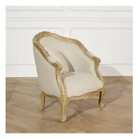 alexandre - fauteuil bergère style classique en bois massif et lin, 1 place