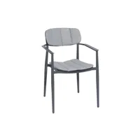 fauteuil empilable en aluminium gris avec coussins