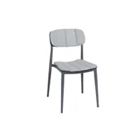 chaise empilable en aluminium gris avec coussins