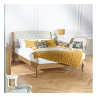richard - lit deux places, style romantique en chêne et lin 160x200