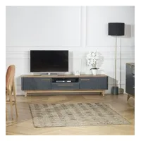 joël - meuble tv style moderne en chêne, 210 cm, 2 portes, 1 tiroir