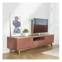joël - meuble tv style moderne en chêne, 210 cm, 2 portes, 1 tiroir