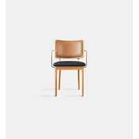 chaises - chêne / accoudoirs tapissier, cuir noir