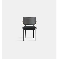 chaises - chêne noir / accoudoirs tapissier, cuir noir